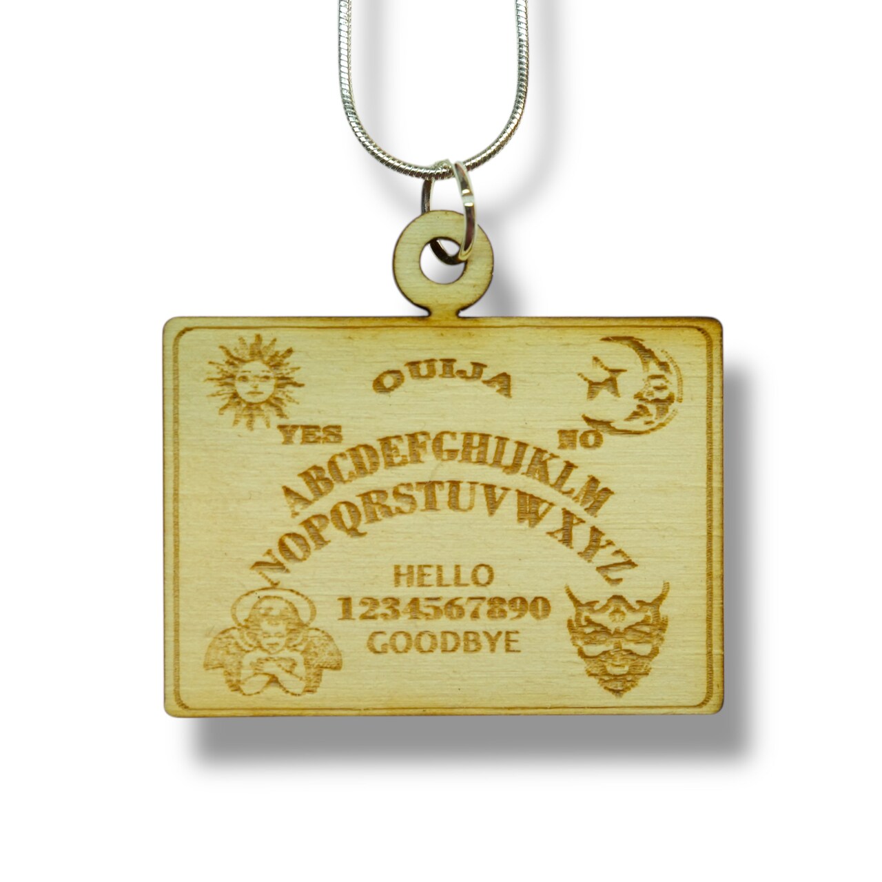 Necklace - Spirit Board with Bronze, Gold, or Silver chain - Birch Wood